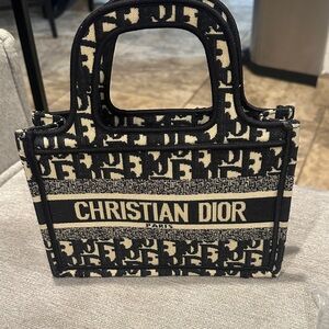 Dark blue & Cream Book mini Tote